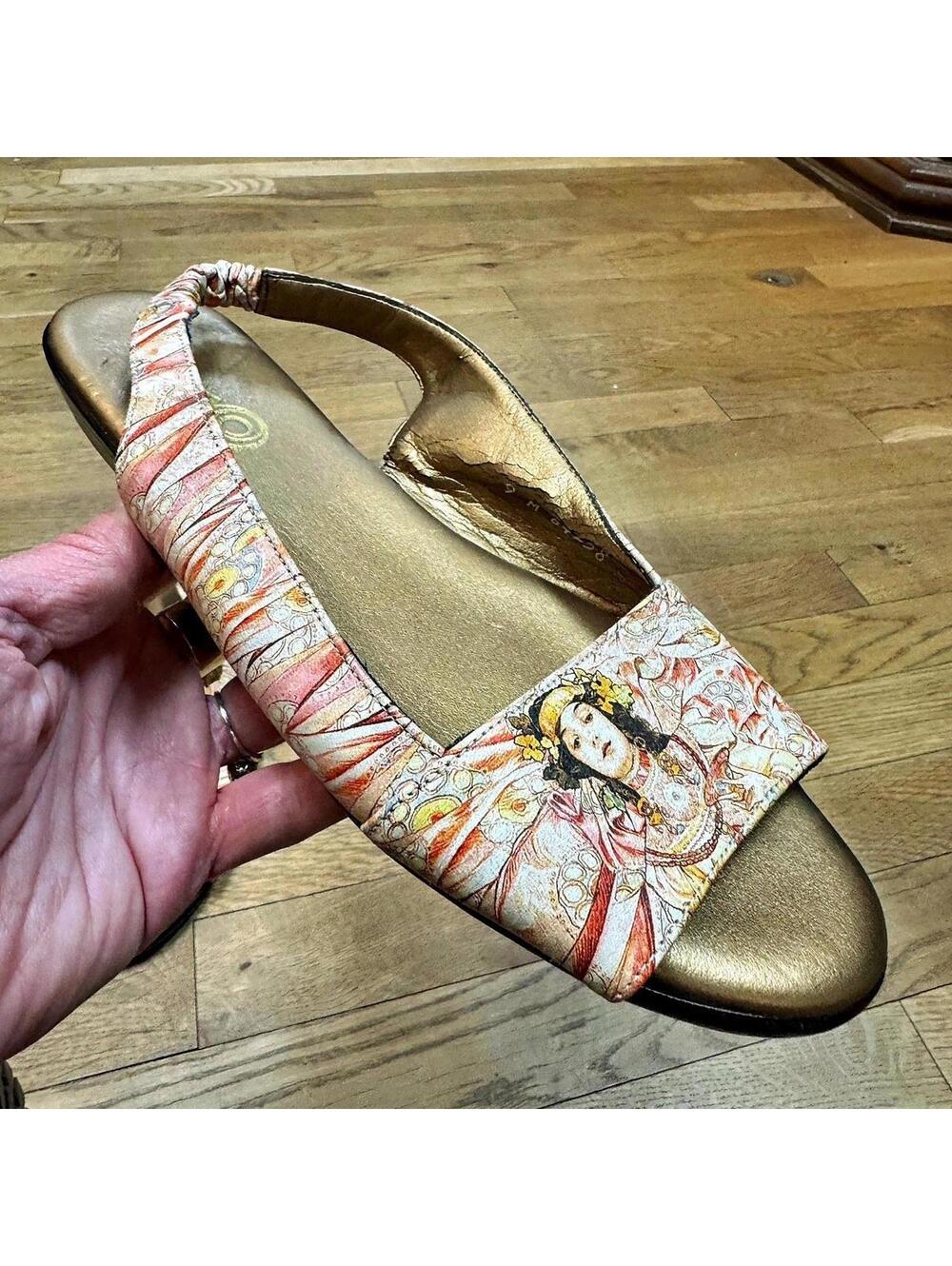 Art Nouveau Sublimation-Style Print Slingback Sandals